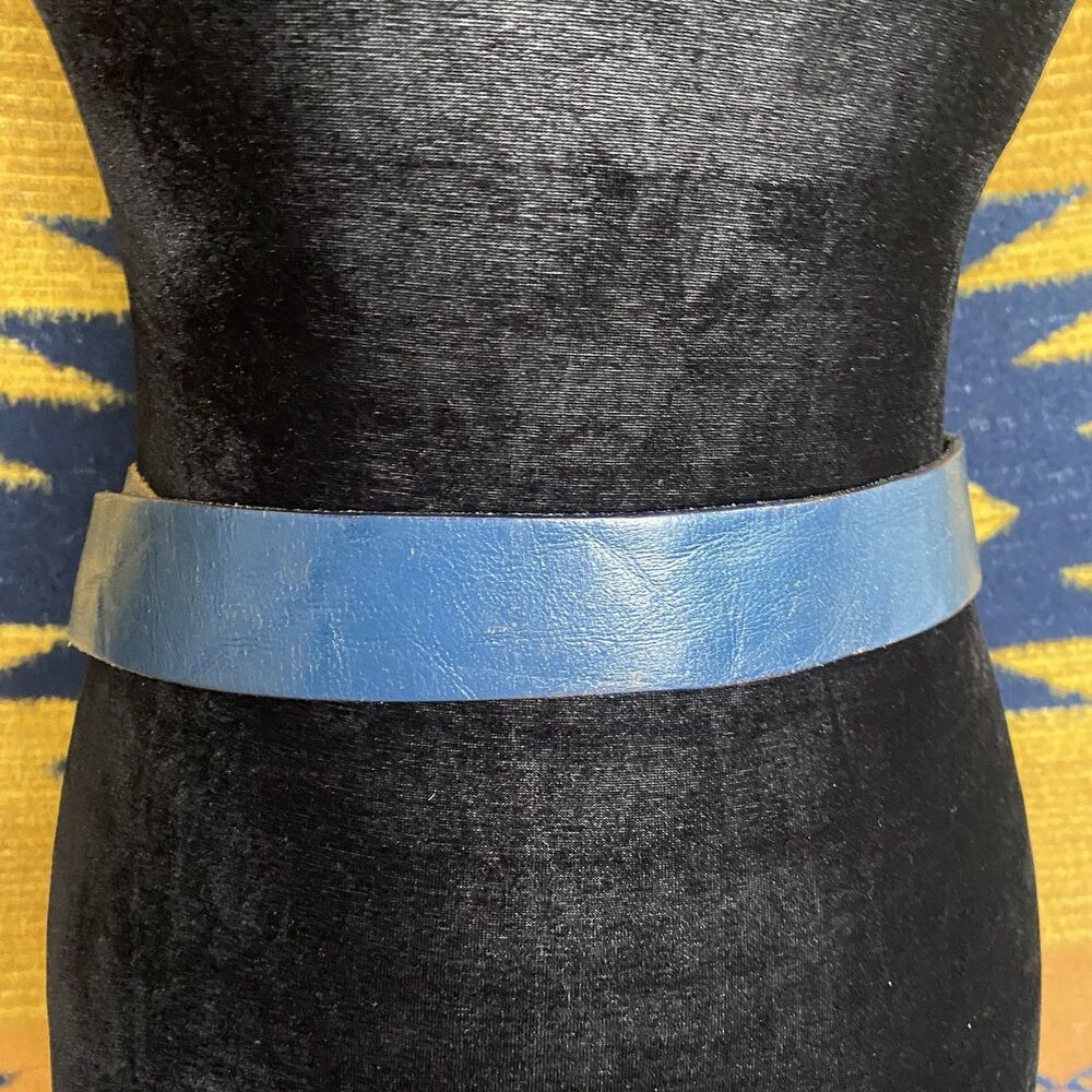 Vintage 70’s Dodge Van Brass Buckled Blue Smitty’s Leather Belt. Van Life. - Picture 3 of 14
